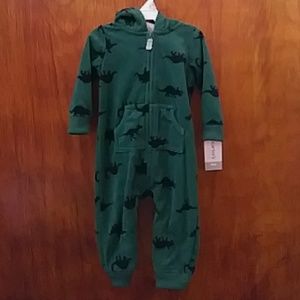 Green fleece dinosaur playsuit NWT
